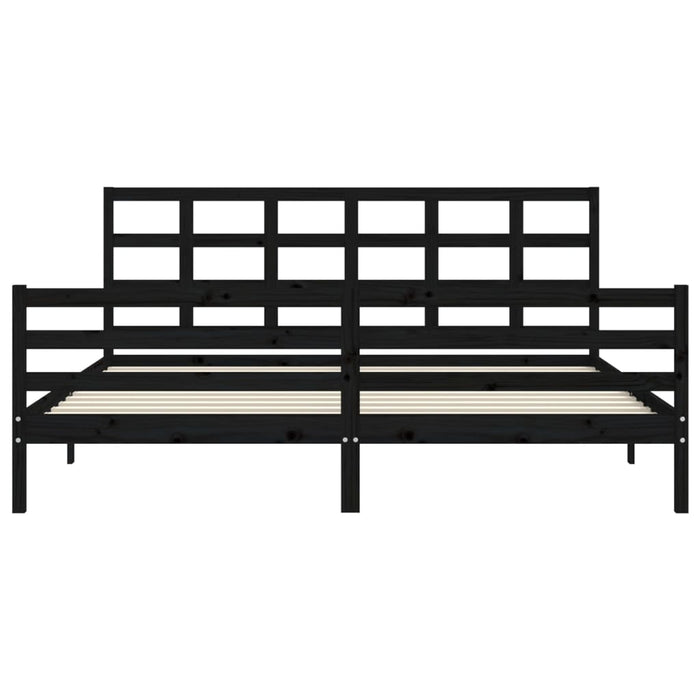 Massivholzbett mit Kopfteil Schwarz 200x200 cm