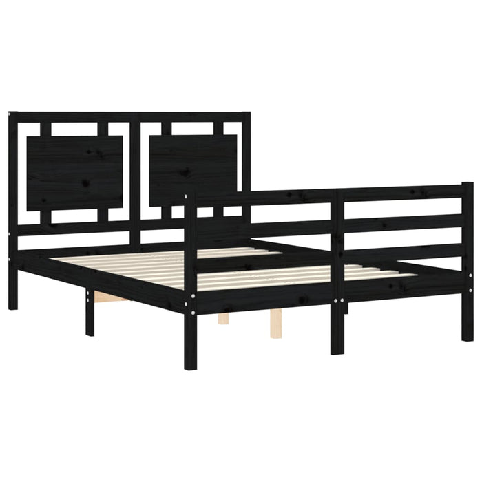 Massivholzbett mit Kopfteil Schwarz