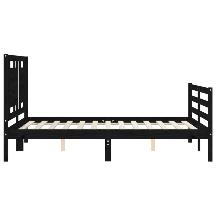 Massivholzbett mit Kopfteil Schwarz
