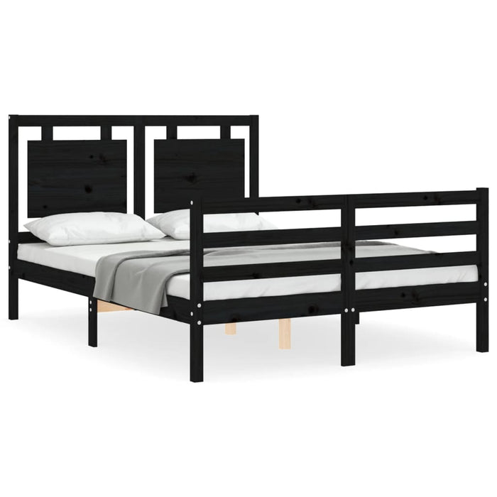 Massivholzbett mit Kopfteil Schwarz 140x190 cm