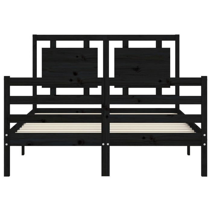 Massivholzbett mit Kopfteil Schwarz 140x190 cm
