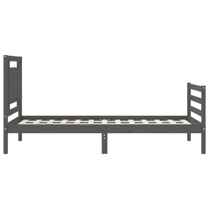 Massivholzbett mit Kopfteil Grau 100x200 cm