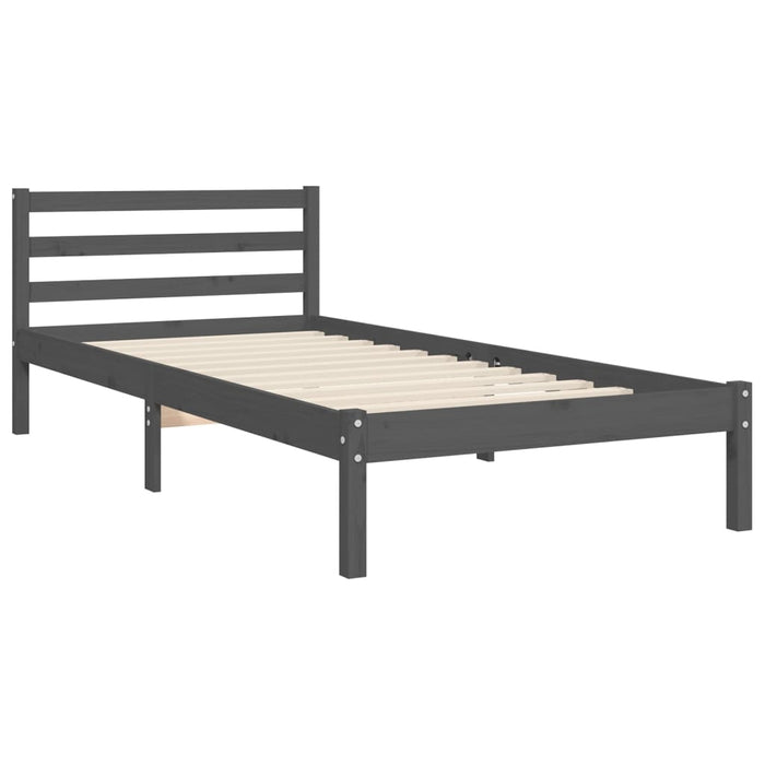 Massivholzbett mit Kopfteil Grau 100x200 cm