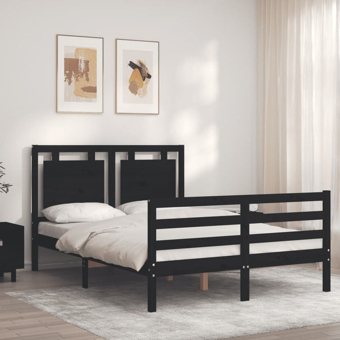 Massivholzbett mit Kopfteil Schwarz 120x200 cm