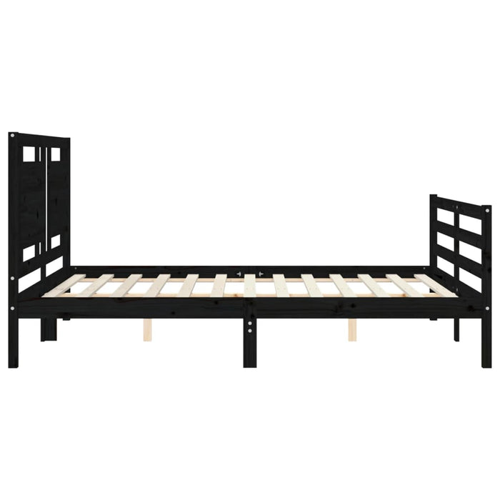 Massivholzbett mit Kopfteil Schwarz 160x200 cm