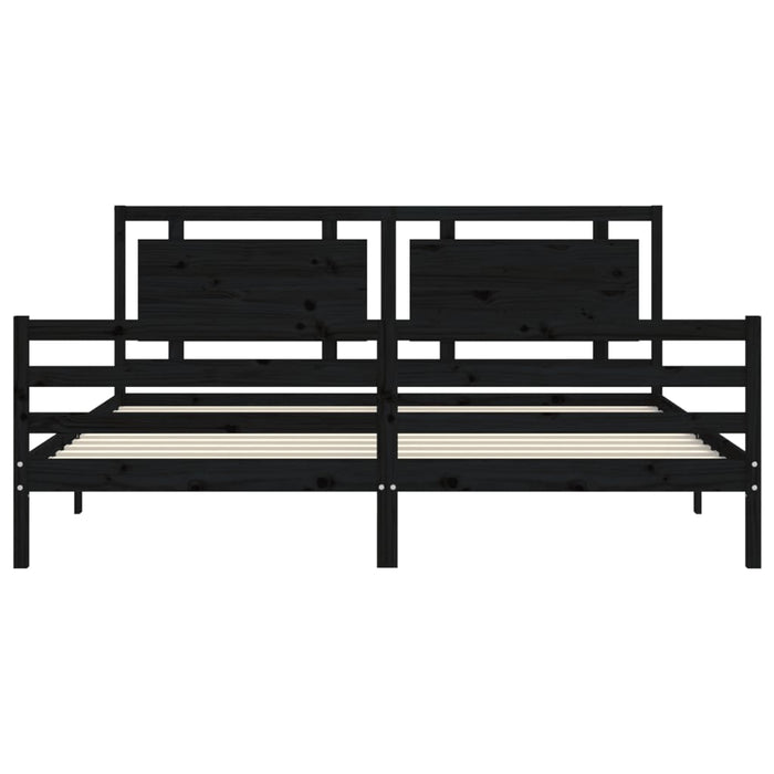 Massivholzbett mit Kopfteil Schwarz 200x200 cm