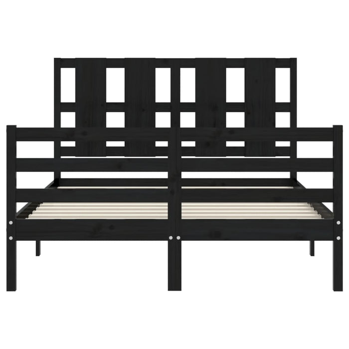 Massivholzbett mit Kopfteil Schwarz