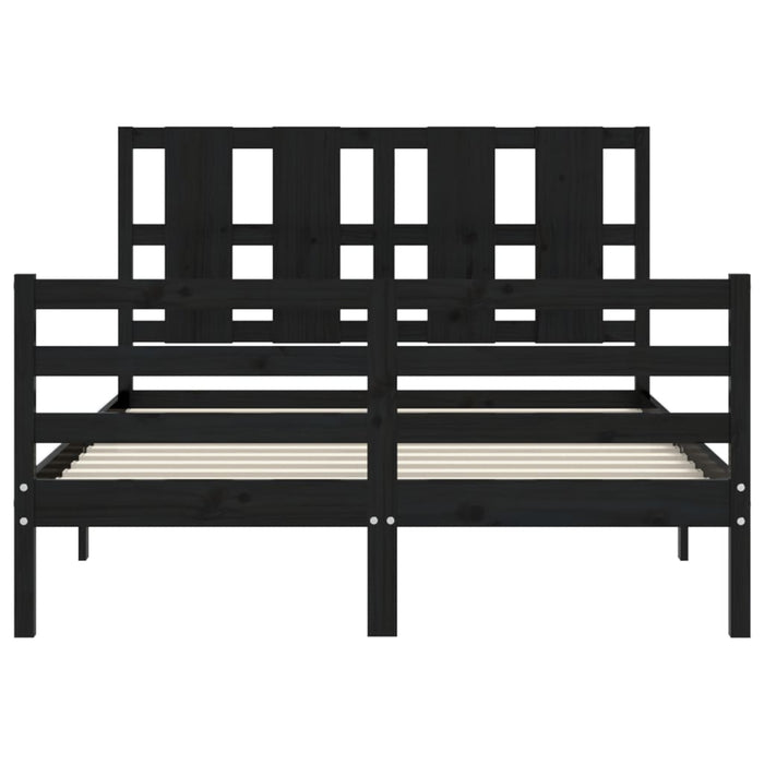 Massivholzbett mit Kopfteil Schwarz 140x190 cm