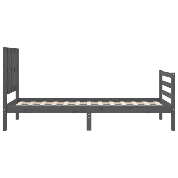 Massivholzbett mit Kopfteil Grau 100x200 cm