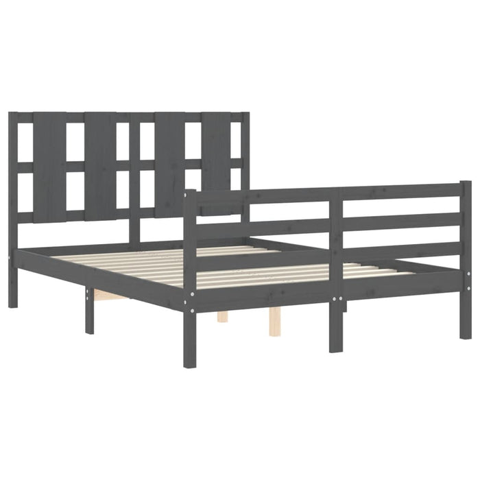 Massivholzbett mit Kopfteil Grau 120x200 cm