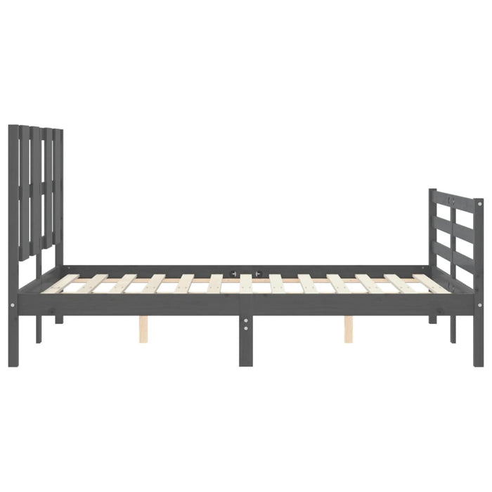 Massivholzbett mit Kopfteil Grau 120x200 cm