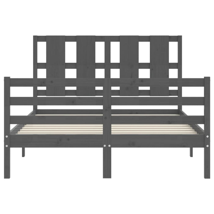 Massivholzbett mit Kopfteil Grau 120x200 cm