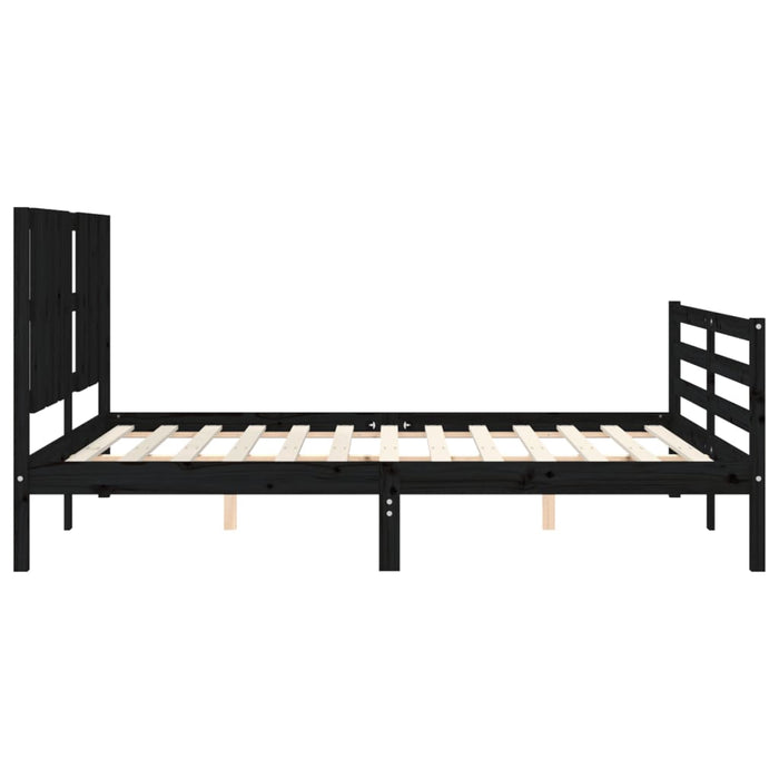 Massivholzbett mit Kopfteil Schwarz