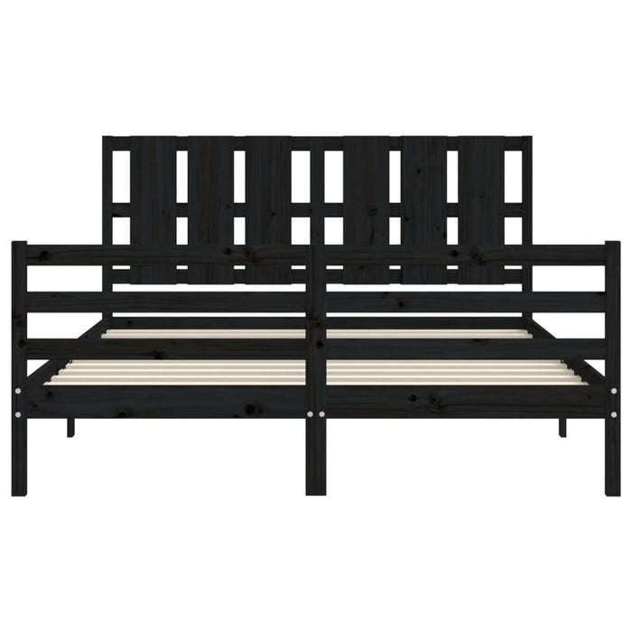 Massivholzbett mit Kopfteil Schwarz