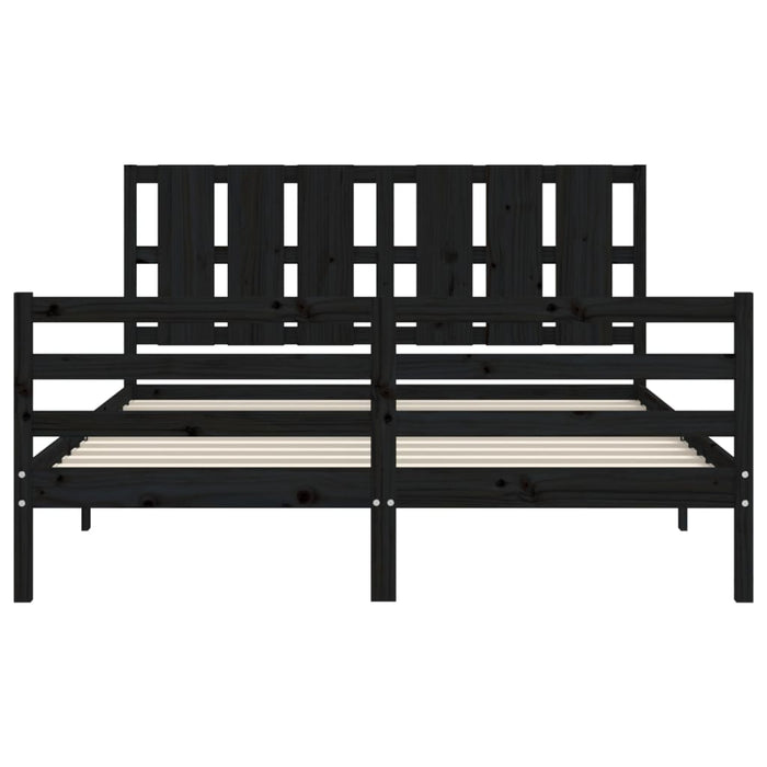 Massivholzbett mit Kopfteil Schwarz 160x200 cm