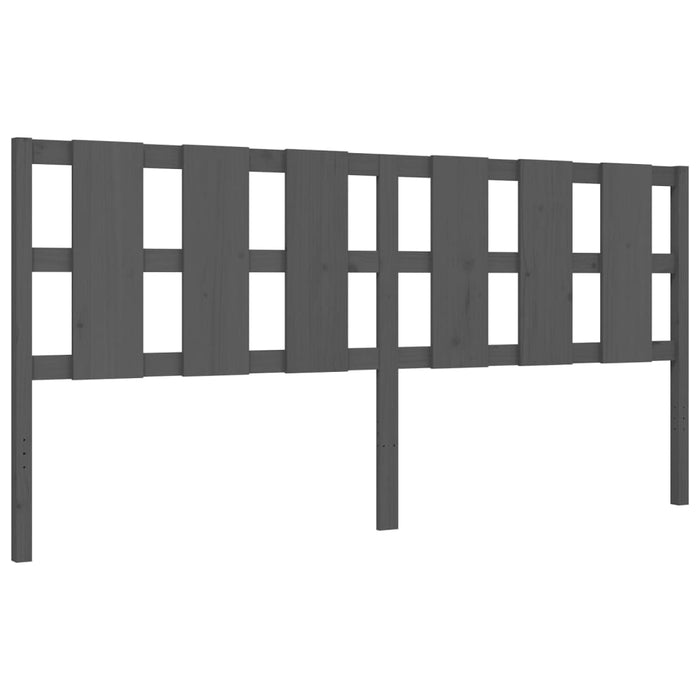 Massivholzbett mit Kopfteil Grau
