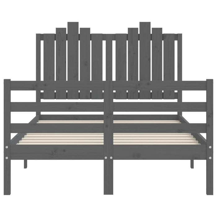 Massivholzbett mit Kopfteil Grau