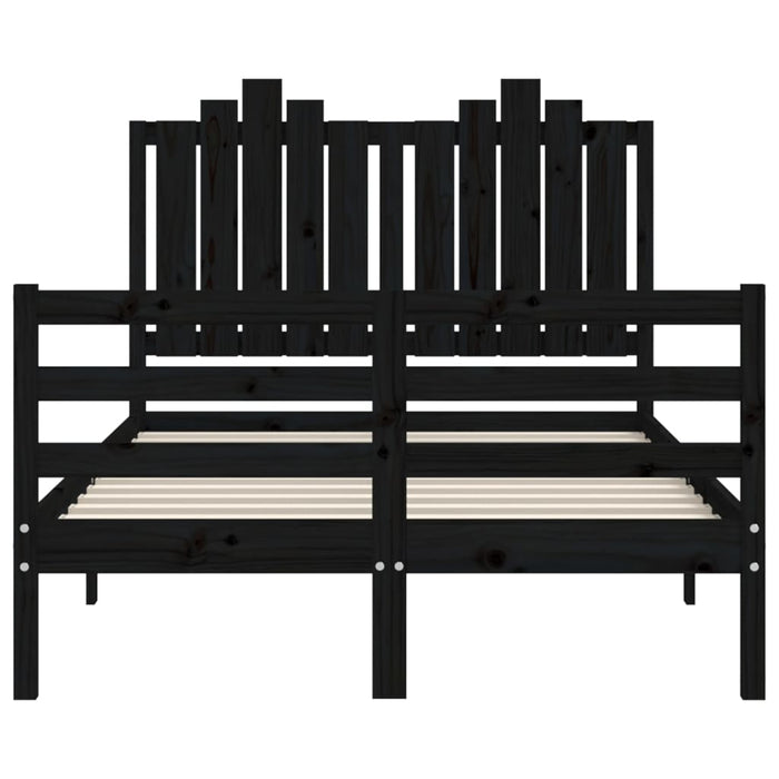 Massivholzbett mit Kopfteil Schwarz