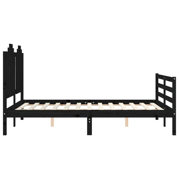 Massivholzbett mit Kopfteil Schwarz 140x190 cm