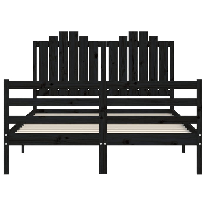 Massivholzbett mit Kopfteil Schwarz 140x190 cm