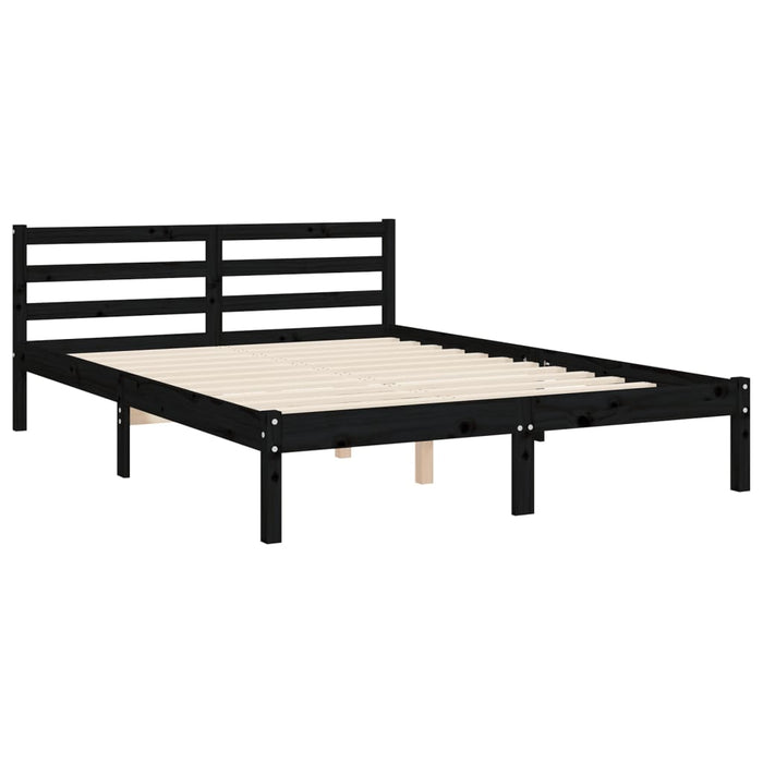 Massivholzbett mit Kopfteil Schwarz 140x190 cm