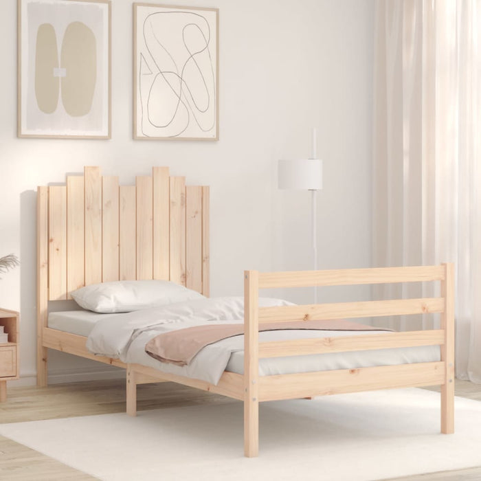 Massivholzbett mit Kopfteil 90x200 cm