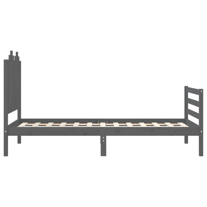 Massivholzbett mit Kopfteil Grau 90x200 cm