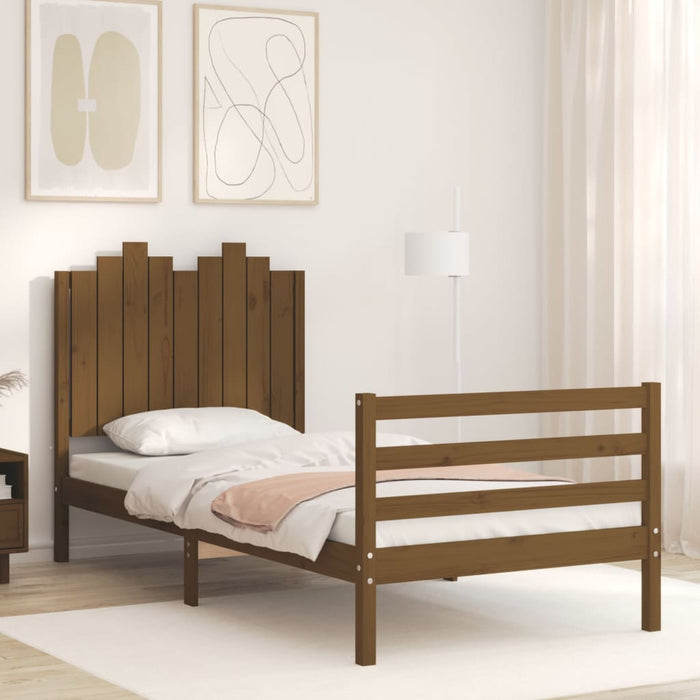 Massivholzbett mit Kopfteil Honigbraun 90x200 cm