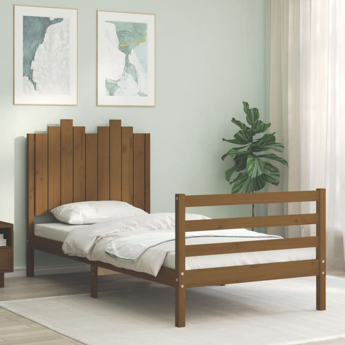 Massivholzbett mit Kopfteil Honigbraun 90x200 cm