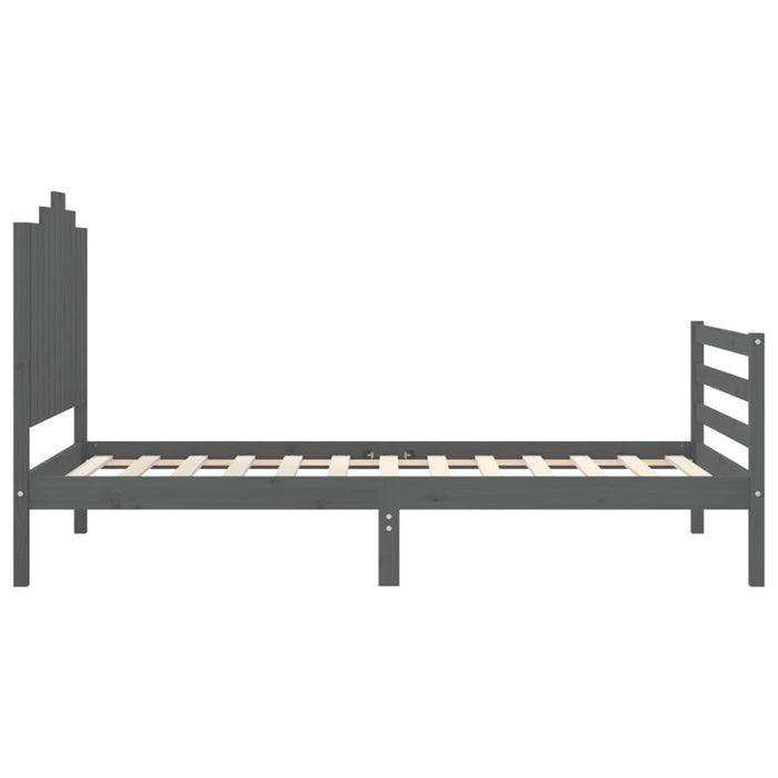 Massivholzbett mit Kopfteil Grau 100x200 cm