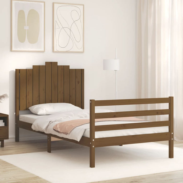 Massivholzbett mit Kopfteil Honigbraun 100x200 cm