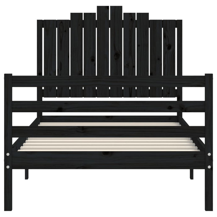 Massivholzbett mit Kopfteil Schwarz 100x200 cm