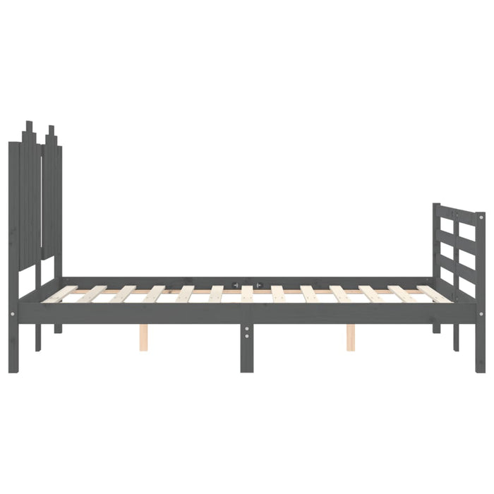 Massivholzbett mit Kopfteil Grau 120x200 cm