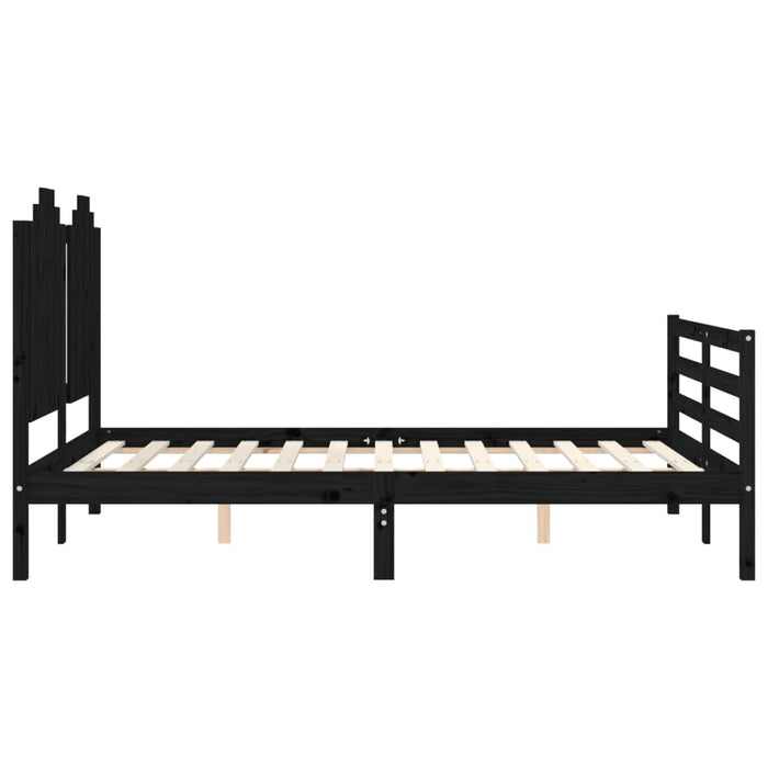Massivholzbett mit Kopfteil Schwarz 140x200 cm