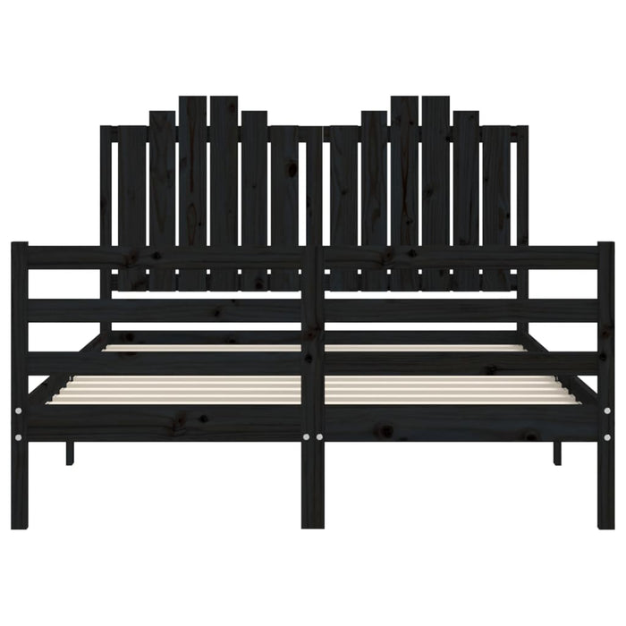 Massivholzbett mit Kopfteil Schwarz 140x200 cm