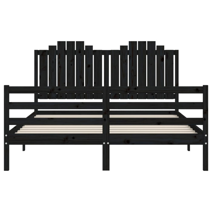 Massivholzbett mit Kopfteil Schwarz