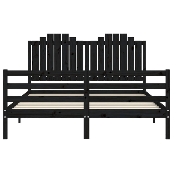 Massivholzbett mit Kopfteil Schwarz 160x200 cm
