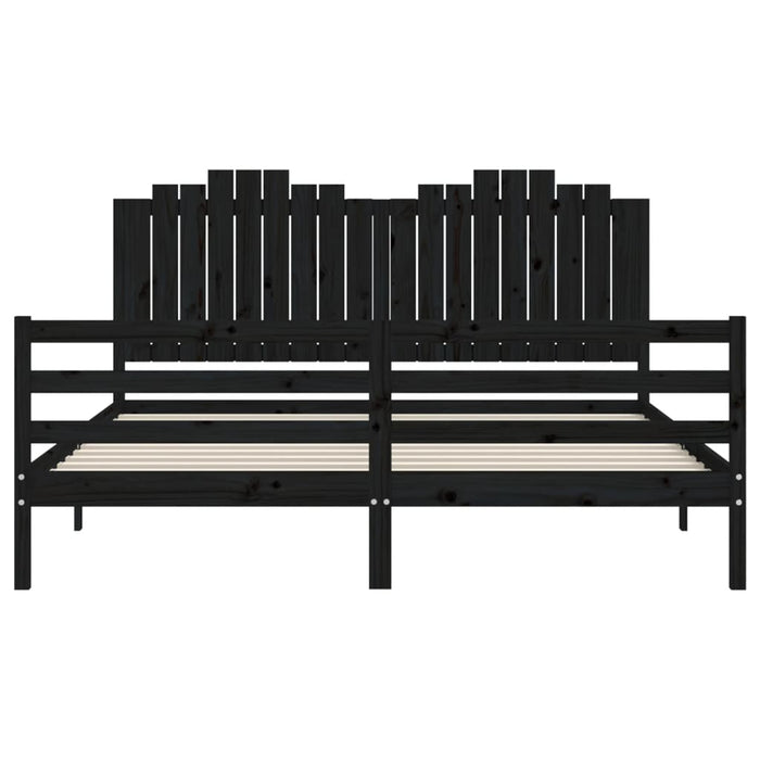 Massivholzbett mit Kopfteil Schwarz