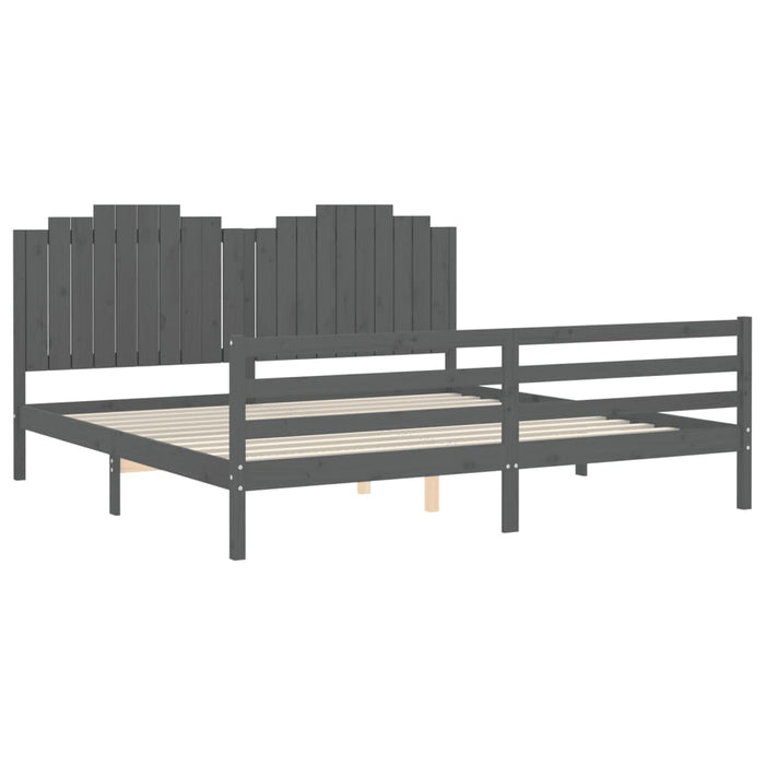 Massivholzbett mit Kopfteil Grau 200x200 cm
