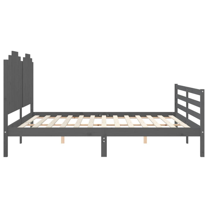 Massivholzbett mit Kopfteil Grau 200x200 cm