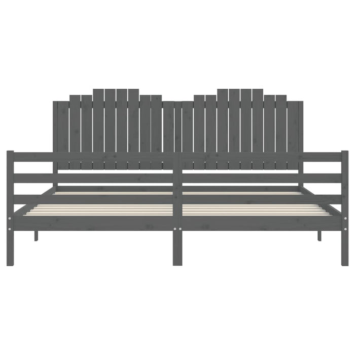 Massivholzbett mit Kopfteil Grau 200x200 cm