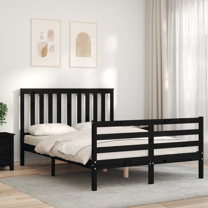 Massivholzbett mit Kopfteil Schwarz