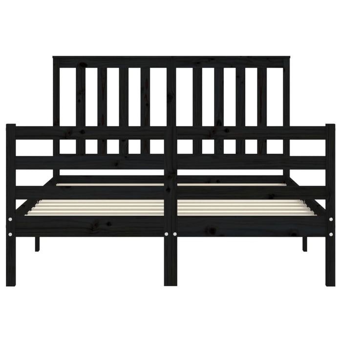 Massivholzbett mit Kopfteil Schwarz