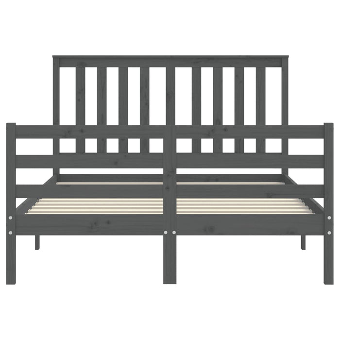 Massivholzbett mit Kopfteil Grau 140x190 cm