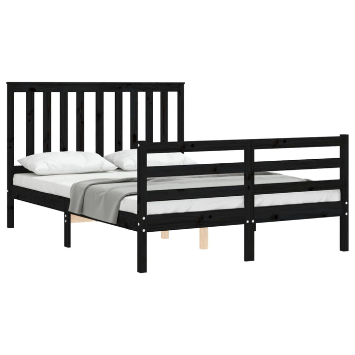 Massivholzbett mit Kopfteil Schwarz 140x190 cm