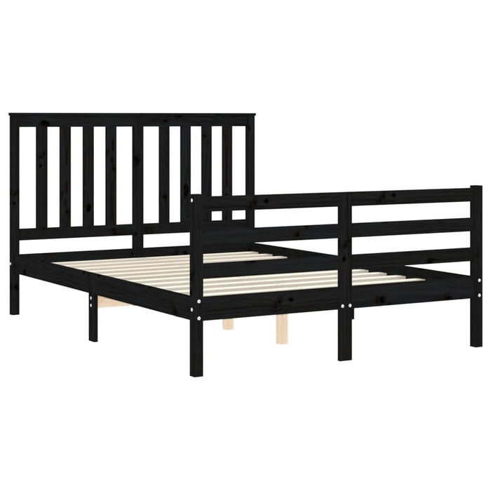 Massivholzbett mit Kopfteil Schwarz 140x190 cm