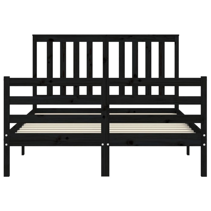 Massivholzbett mit Kopfteil Schwarz 140x190 cm