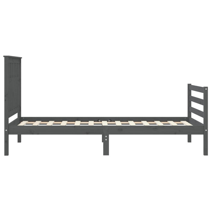 Massivholzbett mit Kopfteil Grau 90x200 cm