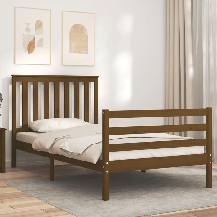 Massivholzbett mit Kopfteil Honigbraun 100x200 cm