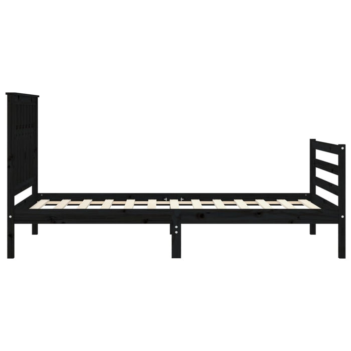 Massivholzbett mit Kopfteil Schwarz 100x200 cm